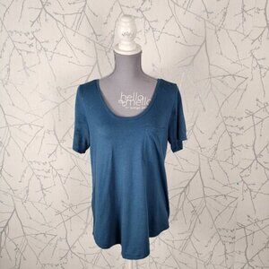 Babaton Blue Cotton Modal Scoop Neck Tee